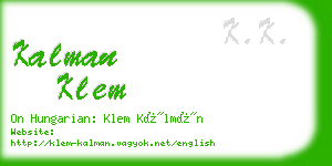 kalman klem business card